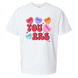 Retro Candy Heart Teacher Valentines Day You Enough Sueded Cloud Jersey T-Shirt