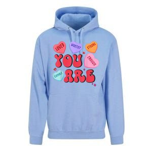 Retro Candy Heart Teacher Valentines Day You Enough Unisex Surf Hoodie