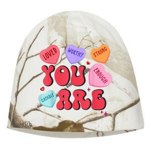 Retro Candy Heart Teacher Valentines Day You Enough Kati - Camo Knit Beanie