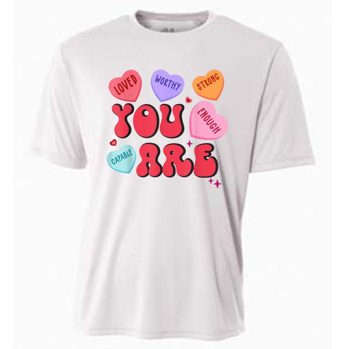 Retro Candy Heart Teacher Valentines Day You Enough Cooling Performance Crew T-Shirt