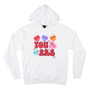 Retro Candy Heart Teacher Valentines Day You Enough Hoodie