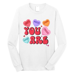 Retro Candy Heart Teacher Valentines Day You Enough Long Sleeve Shirt