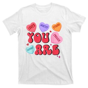 Retro Candy Heart Teacher Valentines Day You Enough T-Shirt