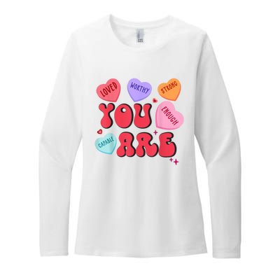 Retro Candy Heart Teacher Valentines Day You Enough Womens CVC Long Sleeve Shirt