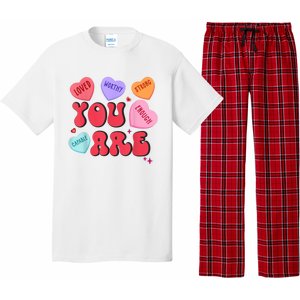 Retro Candy Heart Teacher Valentines Day You Enough Pajama Set