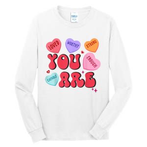 Retro Candy Heart Teacher Valentines Day You Enough Tall Long Sleeve T-Shirt