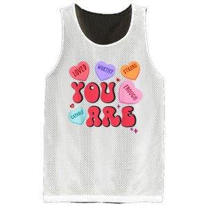 Retro Candy Heart Teacher Valentines Day You Enough Mesh Reversible Basketball Jersey Tank