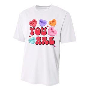 Retro Candy Heart Teacher Valentines Day You Enough Performance Sprint T-Shirt