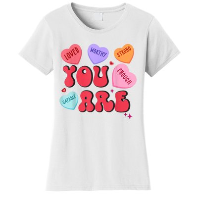 Retro Candy Heart Teacher Valentines Day You Enough Women's T-Shirt