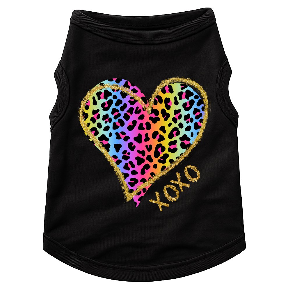 Rainbow Cheetah Heart Xoxo Doggie Tank
