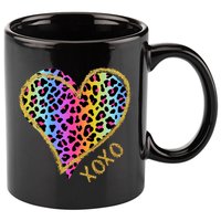 Rainbow Cheetah Heart Xoxo 11oz C Handle Ceramic Mug