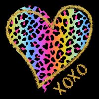 Rainbow Cheetah Heart Xoxo Flat Bill Trucker Hat