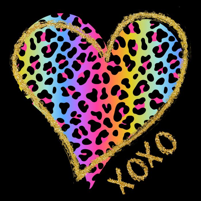 Rainbow Cheetah Heart Xoxo Flat Bill Trucker Hat