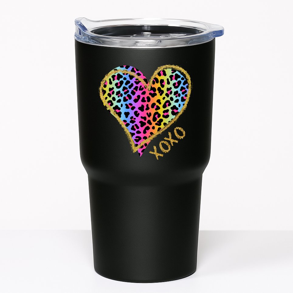 Rainbow Cheetah Heart Xoxo Tumbler