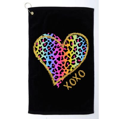 Rainbow Cheetah Heart Xoxo Golf Towel