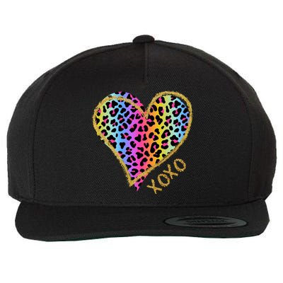 Rainbow Cheetah Heart Xoxo Wool Snapback Cap