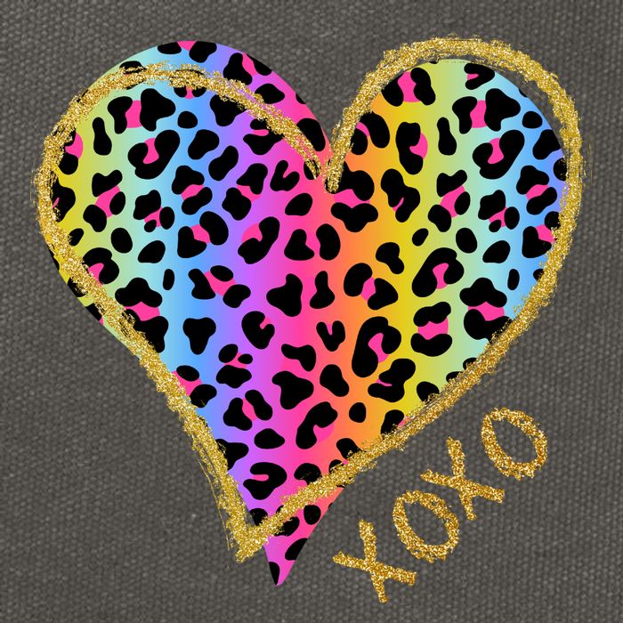 Rainbow Cheetah Heart Xoxo Cotton Canvas Backpack