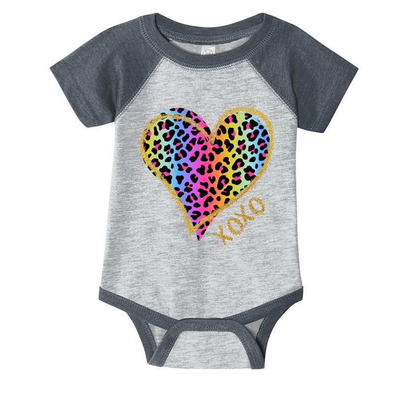 Rainbow Cheetah Heart Xoxo Infant Baby Jersey Bodysuit