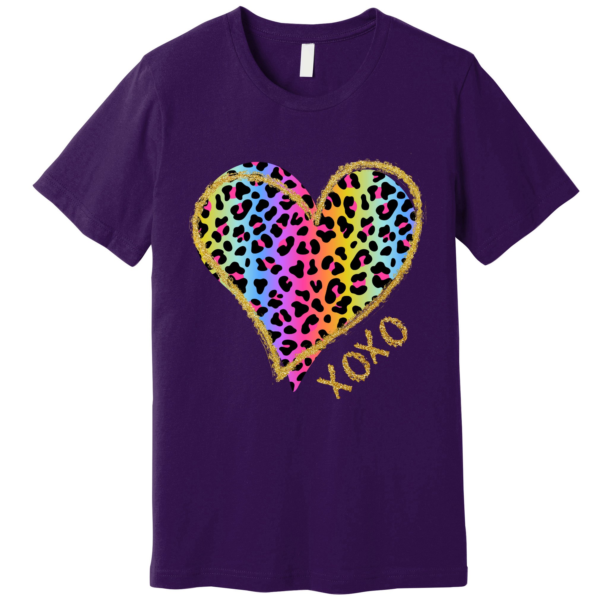 Rainbow Cheetah Heart Xoxo Premium T-Shirt