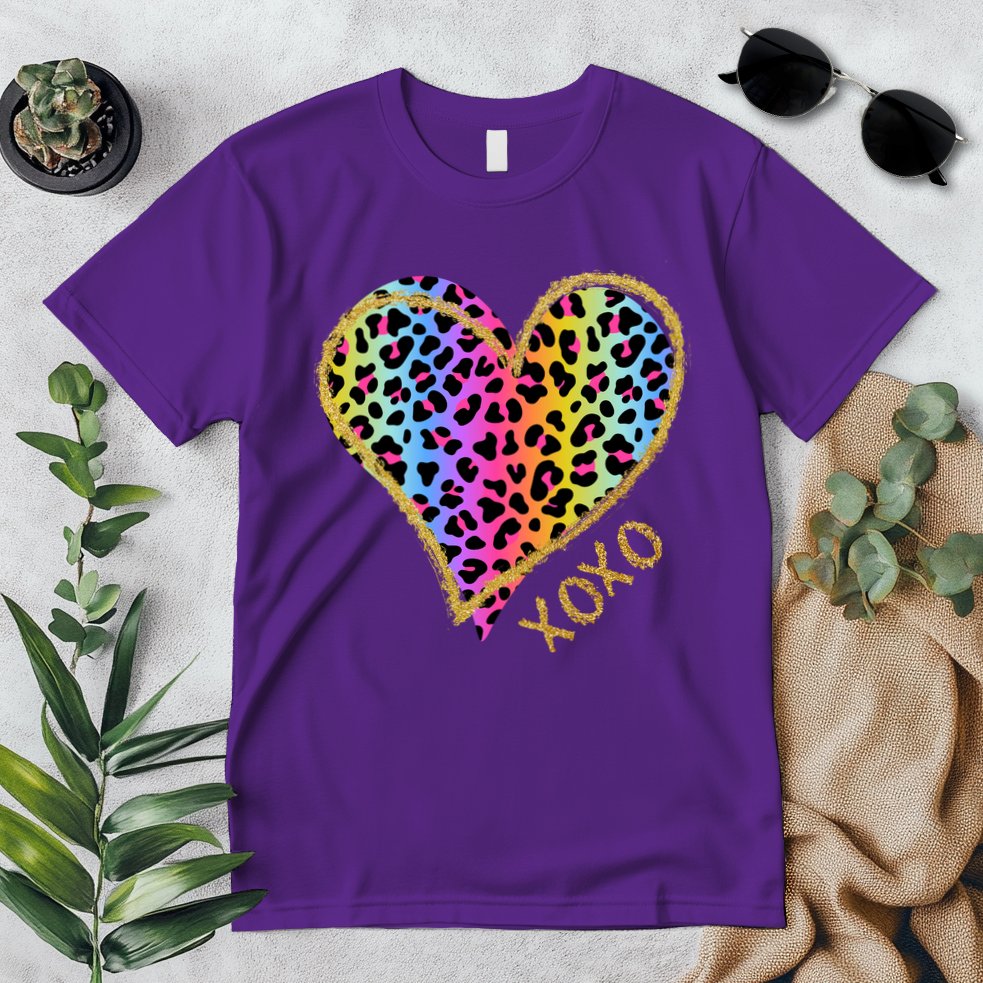 Rainbow Cheetah Heart Xoxo Premium T-Shirt
