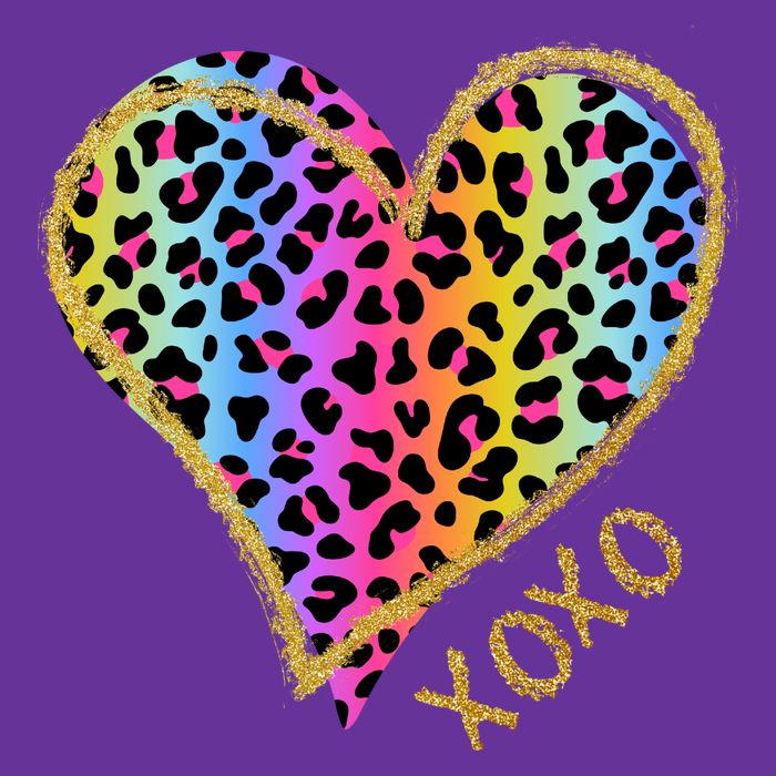 Rainbow Cheetah Heart Xoxo Baby Bodysuit