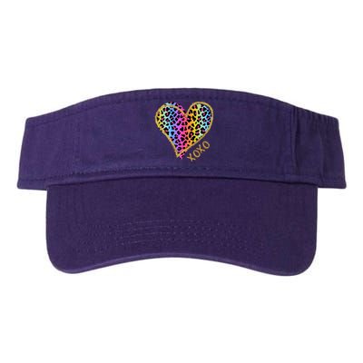 Rainbow Cheetah Heart Xoxo Valucap Bio-Washed Visor