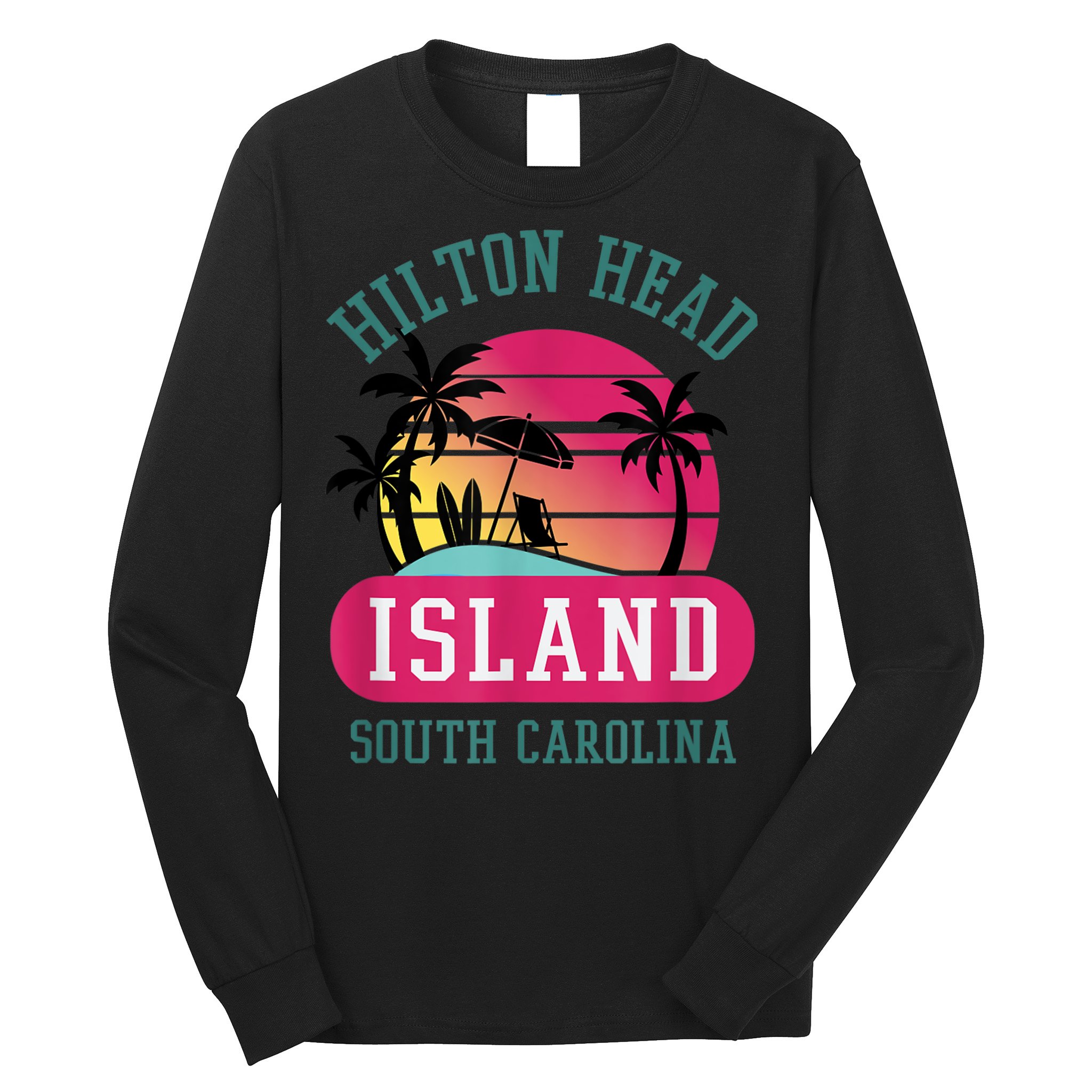Retro Cool Hilton Head Island SC Beach Souvenir Novelty Art Long Sleeve Shirt