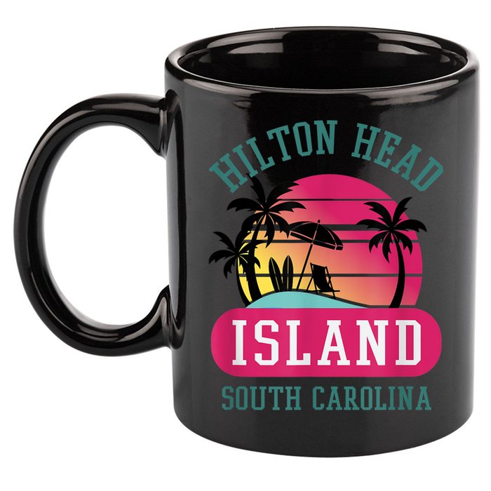 Retro Cool Hilton Head Island SC Beach Souvenir Novelty Art 11oz C Handle Ceramic Mug