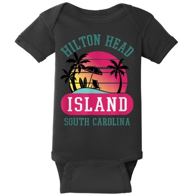 Retro Cool Hilton Head Island SC Beach Souvenir Novelty Art Baby Bodysuit