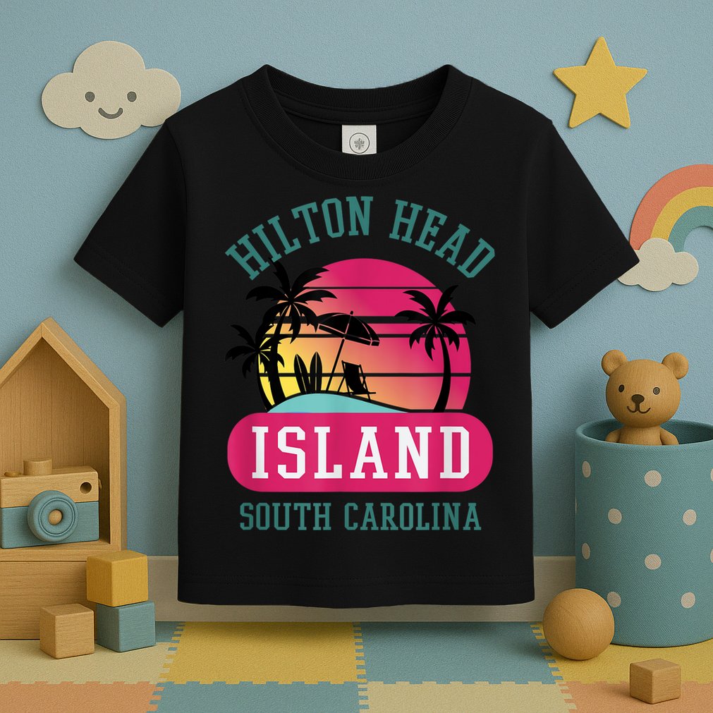 Retro Cool Hilton Head Island SC Beach Souvenir Novelty Art Toddler T-Shirt