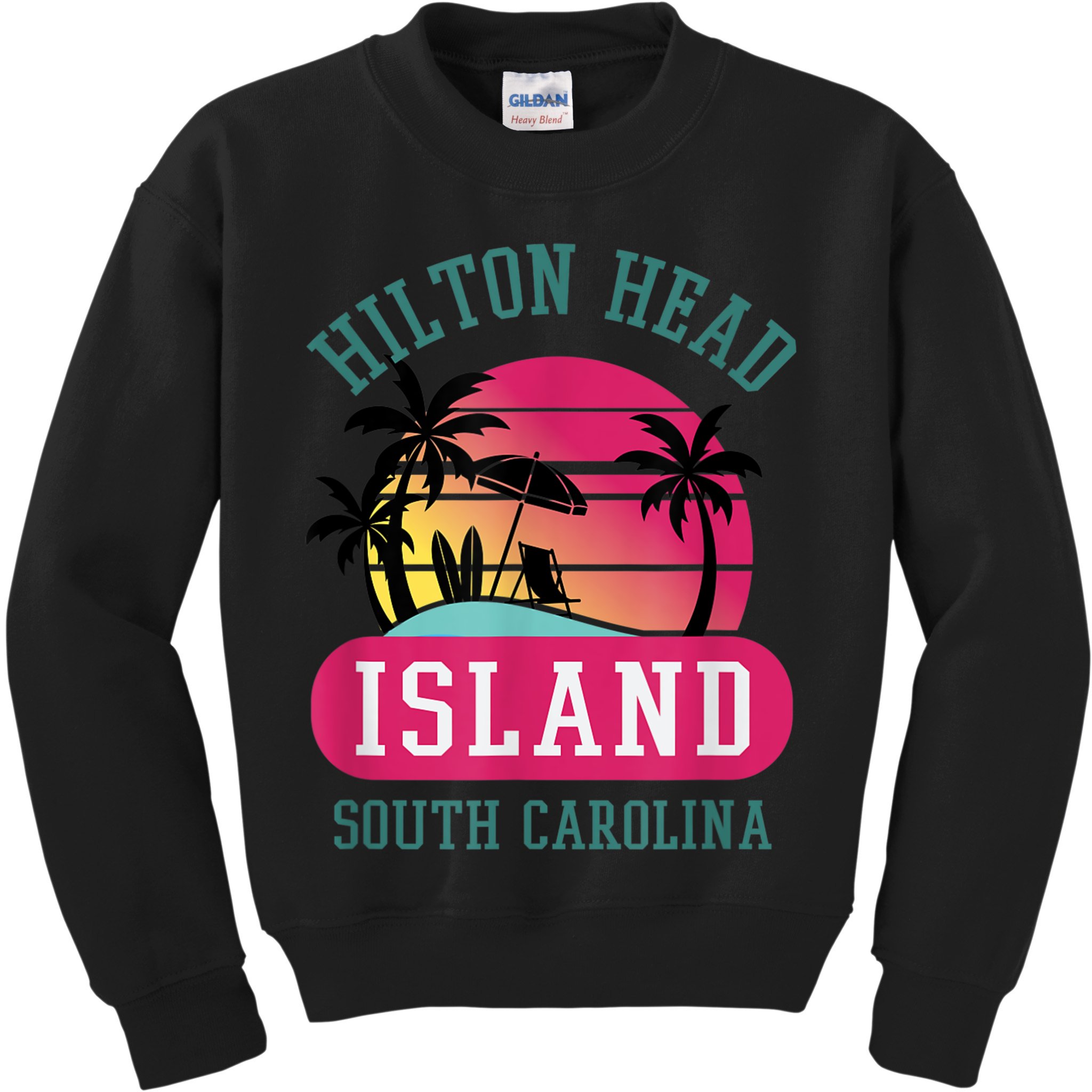 Retro Cool Hilton Head Island SC Beach Souvenir Novelty Art Kids Sweatshirt