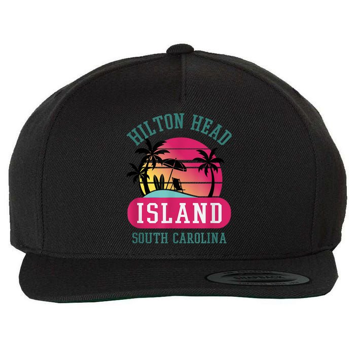 Retro Cool Hilton Head Island SC Beach Souvenir Novelty Art Wool Snapback Cap