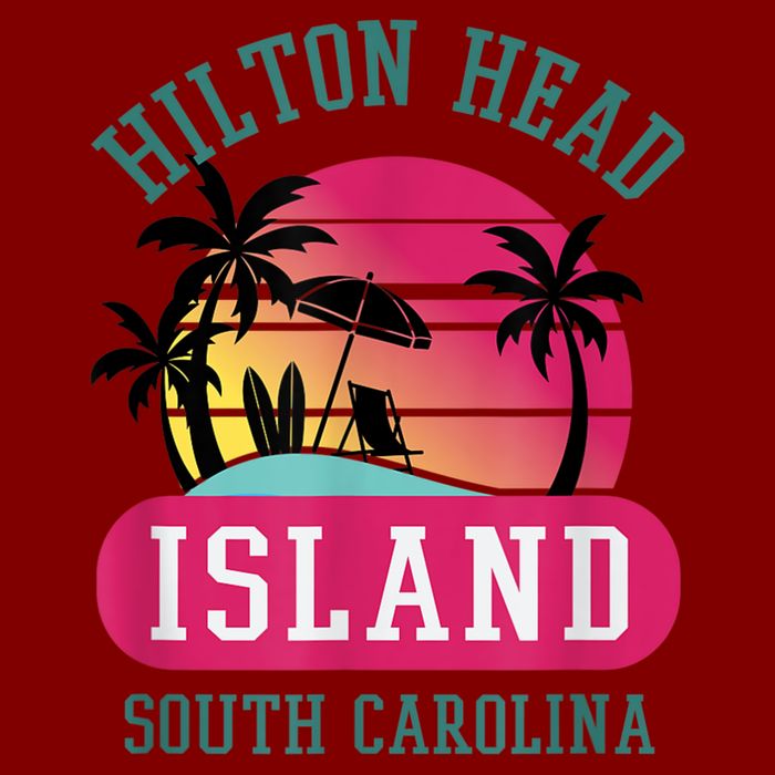 Retro Cool Hilton Head Island SC Beach Souvenir Novelty Art Cooling Performance Crew T-Shirt