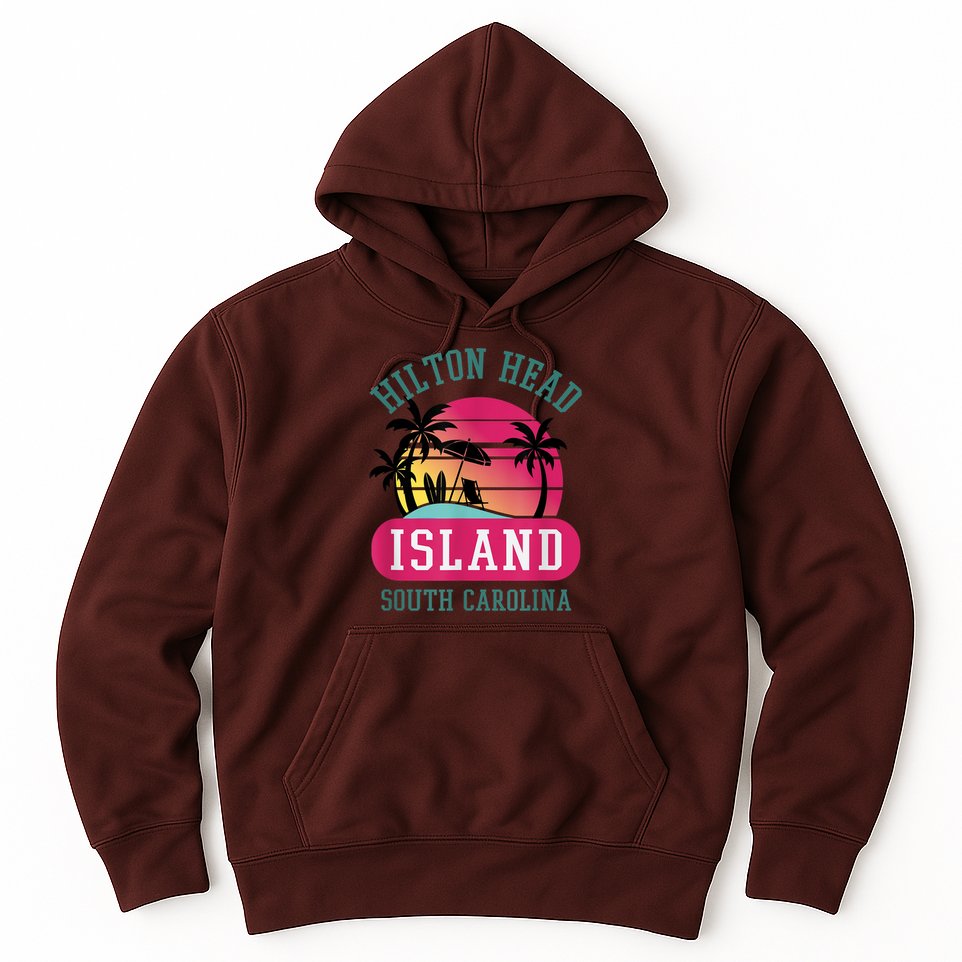 Retro Cool Hilton Head Island SC Beach Souvenir Novelty Art Hoodie