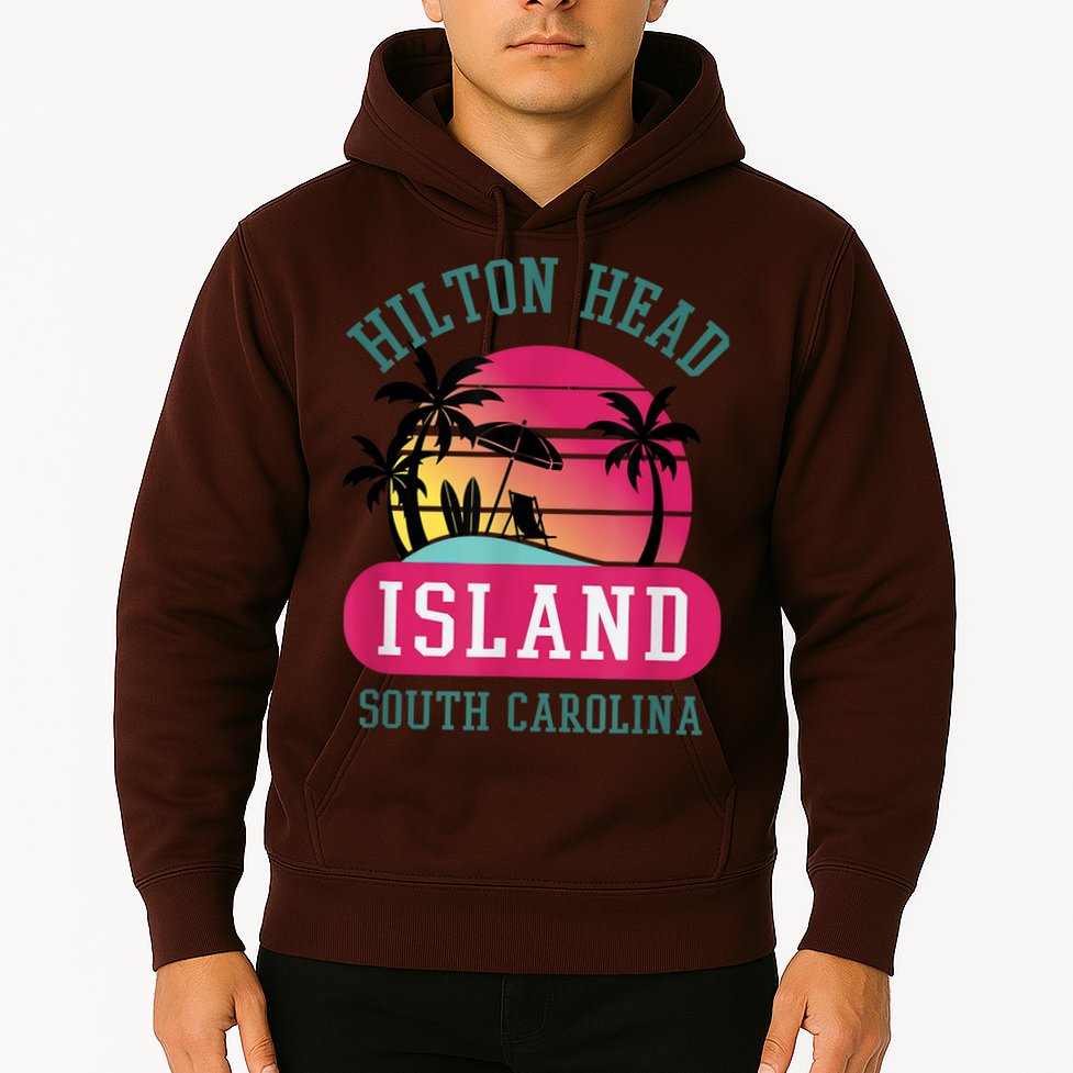 Retro Cool Hilton Head Island SC Beach Souvenir Novelty Art Hoodie