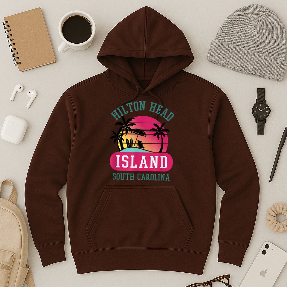 Retro Cool Hilton Head Island SC Beach Souvenir Novelty Art Hoodie