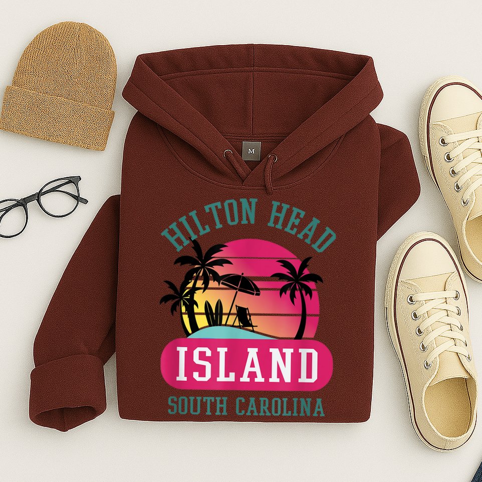 Retro Cool Hilton Head Island SC Beach Souvenir Novelty Art Hoodie