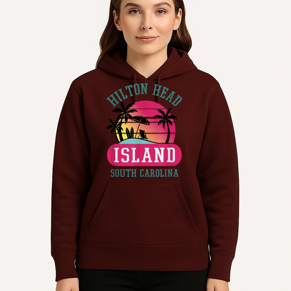 Retro Cool Hilton Head Island SC Beach Souvenir Novelty Art Hoodie
