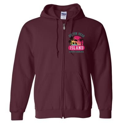 Retro Cool Hilton Head Island SC Beach Souvenir Novelty Art Full Zip Hoodie