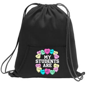 Retro Candy Heart Teacher Valentine's Positive Affirmation Sweatshirt Cinch Pack Bag