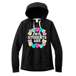 Retro Candy Heart Teacher Valentine's Positive Affirmation Women's Fleece Hoodie