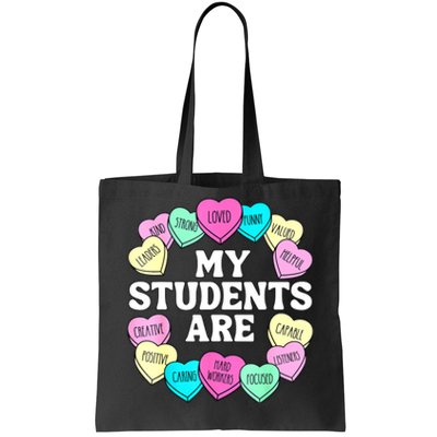 Retro Candy Heart Teacher Valentine's Positive Affirmation Tote Bag