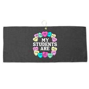 Retro Candy Heart Teacher Valentine's Positive Affirmation Large Microfiber Waffle Golf Towel