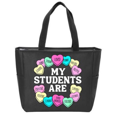 Retro Candy Heart Teacher Valentine's Positive Affirmation Zip Tote Bag