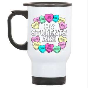 Retro Candy Heart Teacher Valentine's Positive Affirmation Stainless Steel Travel Mug