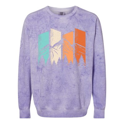 Retro Camping Hiking Nature Landscape Outdoor Colorblast Crewneck Sweatshirt