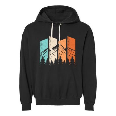 Retro Camping Hiking Nature Landscape Outdoor Garment-Dyed Fleece Hoodie