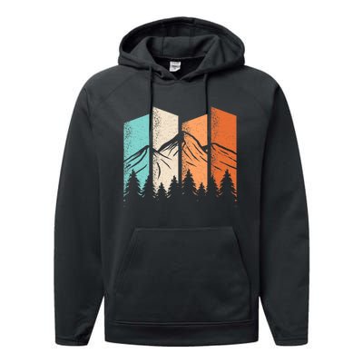 Retro Camping Hiking Nature Landscape Outdoor Performance Fleece Hoodie