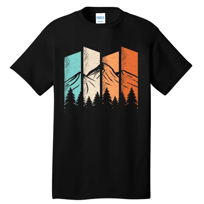 Retro Camping Hiking Nature Landscape Outdoor Tall T-Shirt