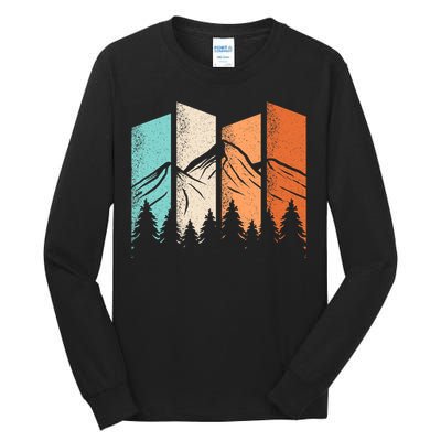 Retro Camping Hiking Nature Landscape Outdoor Tall Long Sleeve T-Shirt